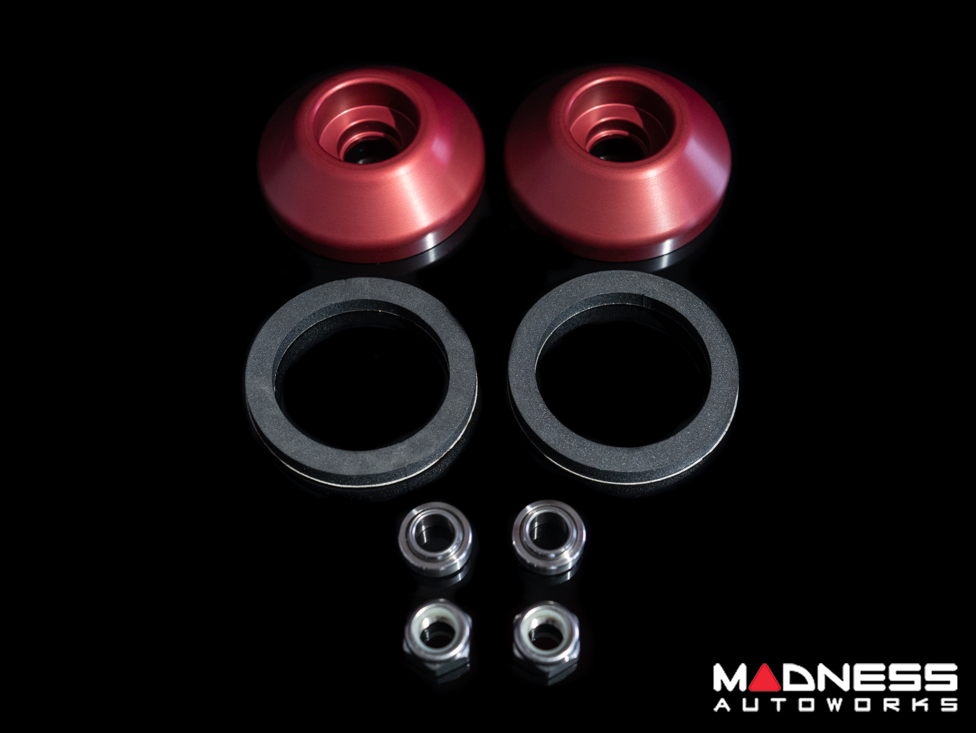 FIAT 500 Strut Top Mount Assembly Kit - Upgraded Replacement - Red Anodized - V3